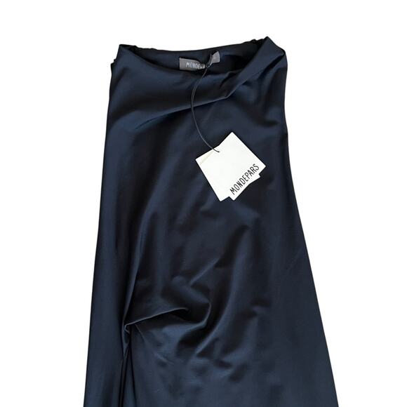 Mondepars Women’s Sleeveless Open Back Navy Train Bodycon Gown Maxi Dress Sz 36 - Picture 3 of 12